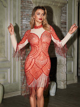 Garcia Rhinestone Fringe Mesh Dress